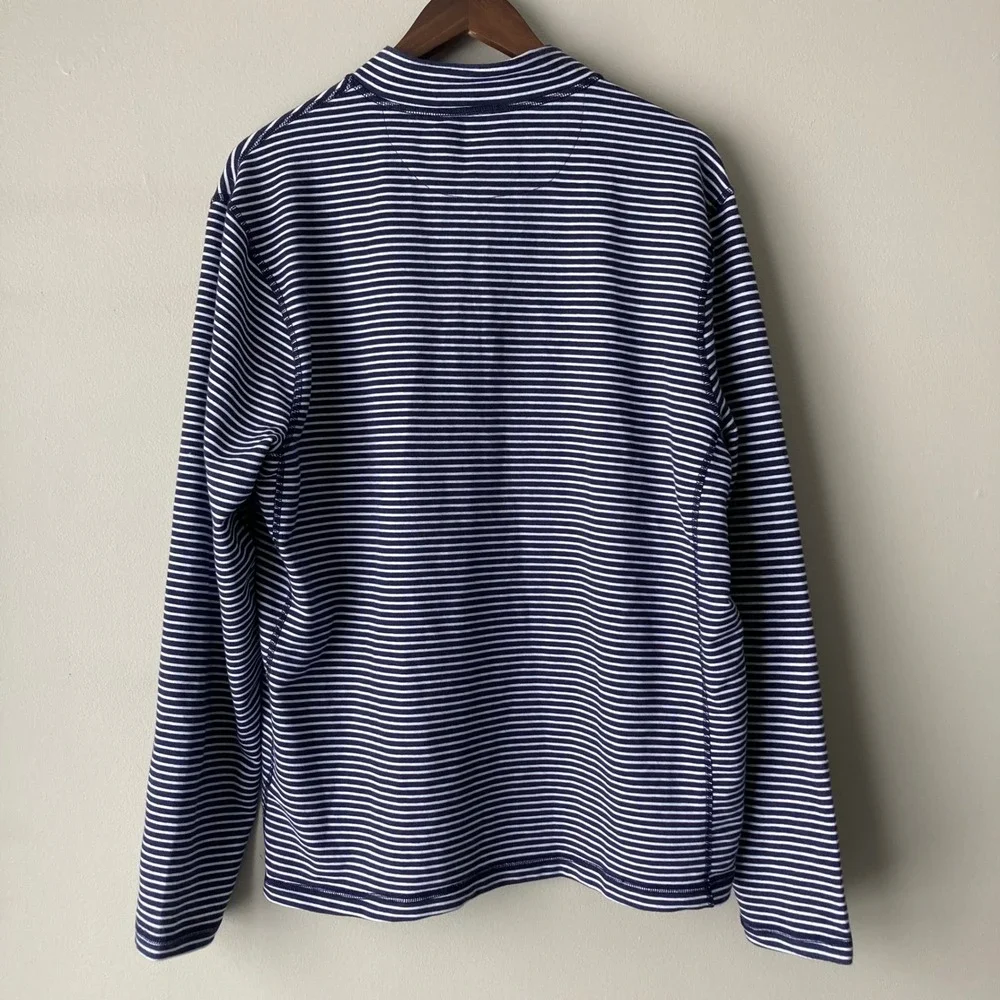 J.Crew Performance Mens XL Quarter Zip Pullover Navy White Striped